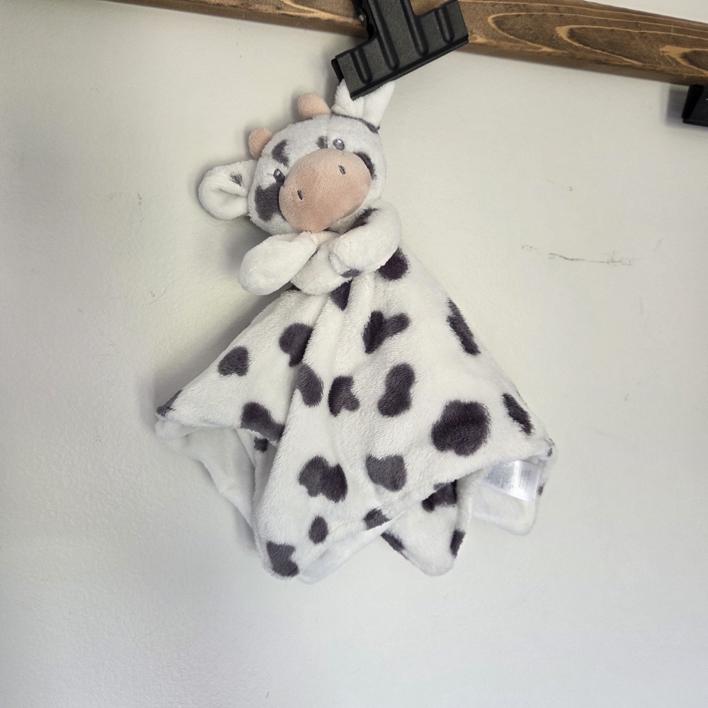 Carters White Gray Cow Baby Security Blanket Farm Barn Lovey Lovie Animal